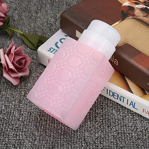 Yctze Push Down Portable Pump Dispenser Bottle for Nail Polish Remover, Makeup Removal, Lotions - Refillable and Suitable for Nail Enhancement Tools (Square Pink) - Image 8