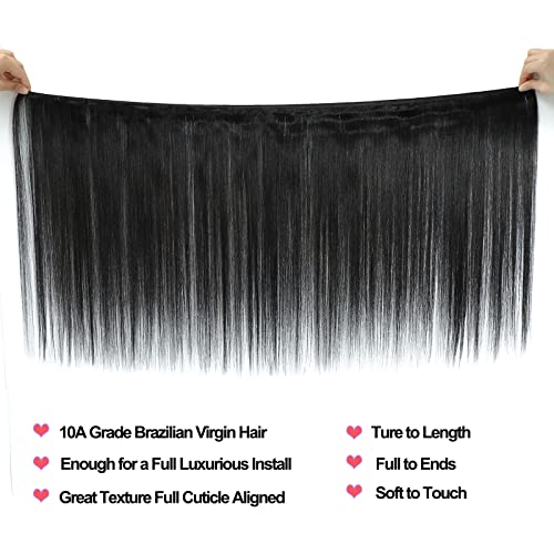Straight Bundles Human Hair 20 22 24 Inch 3 Bundles 100% Unprocessed Brazilian Virgin Human Hair Bundles Straight Weave Bundles Natural Color - Image 4