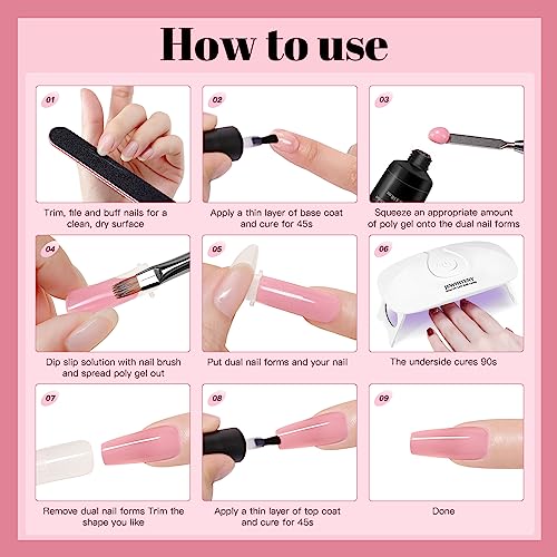 28 Colors Poly Nail Gel Kit Starter Kit Poly Extension gel Nail Kit With U V Lamp Manicure Starter Kit Diy At Home With Other Basic Poly Nail Gel Art Tools - Image 6
