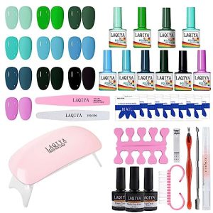 Gel Nail Polish Kit with U V Light for Nail 10 Colors Nail Gel Polish Set Manicure Accessory Tools Lamp Gel Nail Kit for Nail Art Manicure Salon DIY and Home (13SET-015)