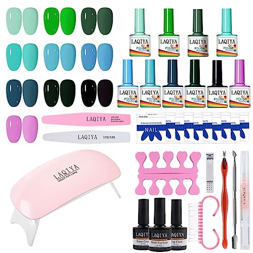 Gel Nail Polish Kit with U V Light for Nail 10 Colors Nail Gel Polish Set Manicure Accessory Tools Lamp Gel Nail Kit for Nail Art Manicure Salon DIY and Home (13SET-015)