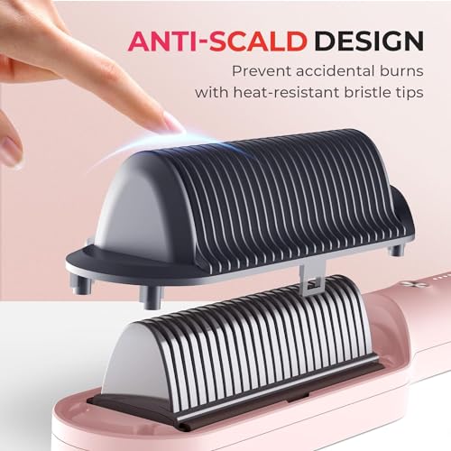 Ring Pink Hair Straightener Brush – Hair Straightening Iron with Built-in Comb, 20s Fast Heating & 5 Temp Settings & Anti-Scald, Perfect for Professional Salon at Home - Image 5