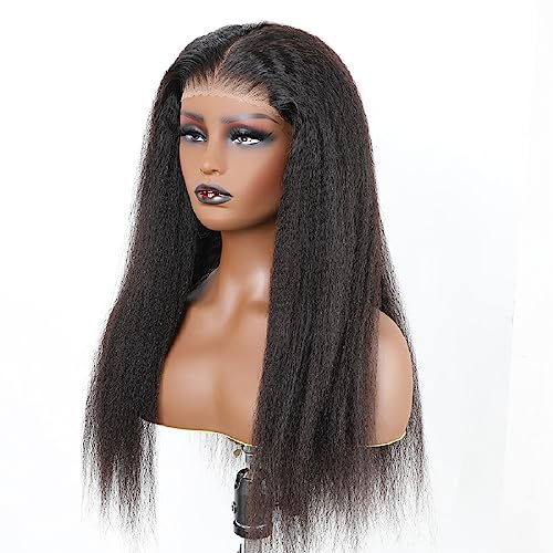 Domiso 26 Inch Kinky Straight Wear and Go Glueless Wigs Human Hair Pre Plucked Pre Cut 6x4.6 HD Lace Yaki Straight Lace Front Wigs Human Hair Brazilian Beginners Wig Natural Hairline Breathable Cap - Image 8