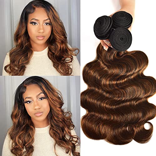 Nadula 3 Bundles 12A Brazilian Remy Human Hair Weave Ombre Chocolate Brown Body Wave 14 16 18inch - Image 2