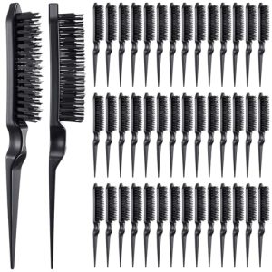 50 Pcs 3 Row Comb Teasing Hair Brush Teasing Comb Salon Hairstylist Hairdresser Detangle Combs Three Row Styling Combs Rat Tail Combs For Curly Hair Women Detangling Separating Hair and Wigs