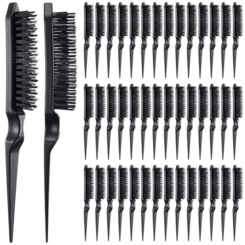 50 Pcs 3 Row Comb Teasing Hair Brush Teasing Comb Salon Hairstylist Hairdresser Detangle Combs Three Row Styling Combs Rat Tail Combs For Curly Hair Women Detangling Separating Hair and Wigs
