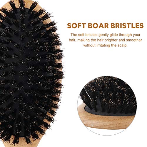 BLACK EGG Boar Bristle Hair Brush for Women Men Kid, Soft Natural Bristles Brush for Thin and Fine Hair, Restore Shine and Texture, Set includes Bamboo comb and 3 hair ties - Image 5