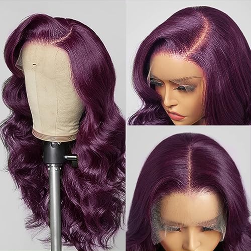 30 Inch Deep Purple Body Wave 150% Density Human Hair Lace Front Wig with Free Gifts - Image 2