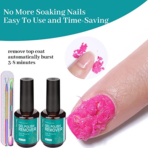 Gel Remover for Nails - Gel Polish Remover (0.5 oz/15 ml 2pack) with Tools, Gel Nail Polish Remover for Remove Soak off Gel Nail Polish 3-5 Minutes - Image 5