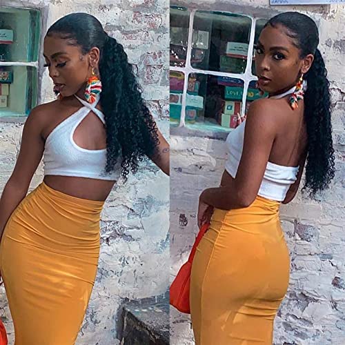 Ponytail Extension Kinky Curly Drawstring Ponytail Remy Human Hair 12-26 Inch Long Brazilian Cury Ponytail Clip In Extensions 100g/150g For Women Fake Hair (Color : Kinky Curly, Size : 20Inch 100g) - Image 6