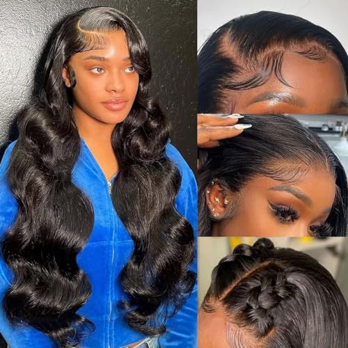 26 Inch Body Wave Lace Front Wig 13x4 HD Transparent Human Hair 180 Density