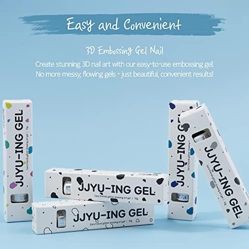 3D Embossing JJYU-ING Gel for Nail Art, Glitter Silver 10g(0.35oz) 3D Nail Polish Gel alternatives Embossed Character Nail Art Design Color Drawing DIY at Home Made in Korea - Image 7