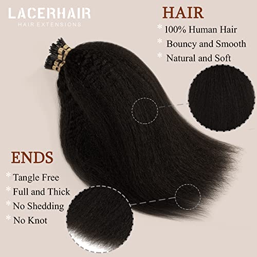 Kinky Straight I Tip Hair Extensions Natural Black 50 Strands 16 Inch 50 Gram - Image 3
