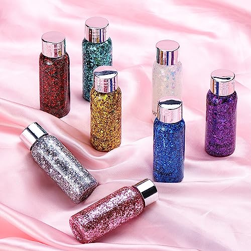 Holographic Silver Face Glitter, TEOYALL Long Lasting Glitter Shimmer Chunky Sequins Glitters for Body, Face, Hair Makeup (Silver) - Image 6