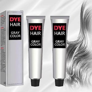 2023 NEW Silver Gray Hair Dye, Silver Gray Natural Hair Dye Cream, Lushadows Silver Hair Dye, Silver Hair Color, Unisex Fashion Dye for All Hair Types (2 PCS)