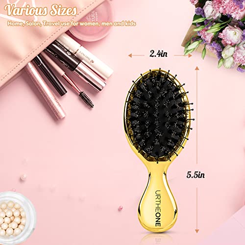 Mini Gold Paddle Hair Brush with Boar Bristle for All Hair Types Travel Size - Image 6