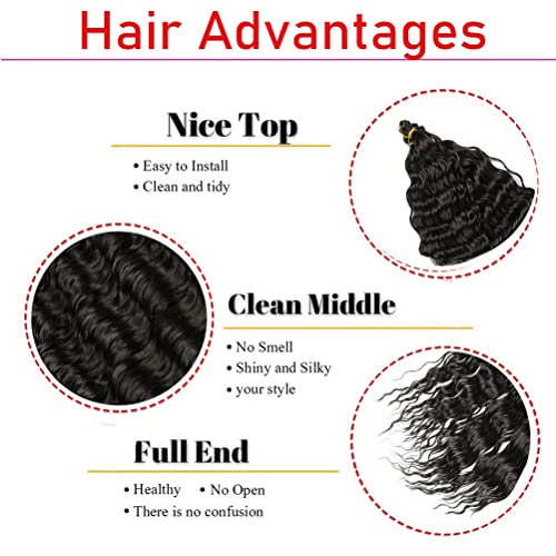 24inch Ocean Wave Braiding Hair Extensions 3packs Long Deep Curly Wave Braid Hair Synthetic Twist Ripple Crochet Deep Wave Braids Hair for Women 100g/pack(24",Brown) - Image 3