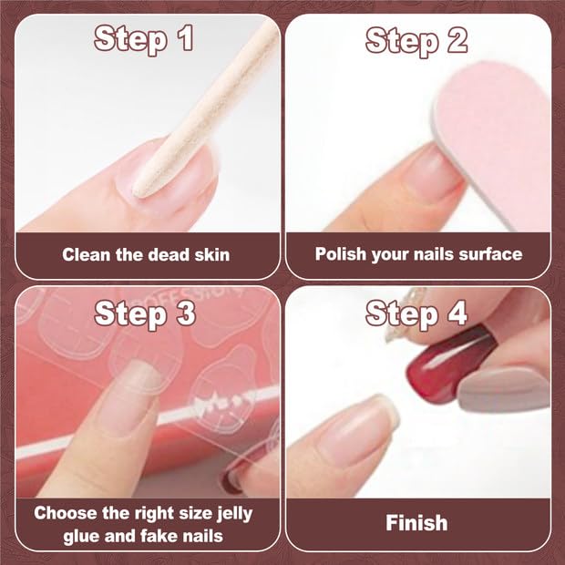 Pink Press on Nails Short Nails Acrylic Press Ons, Small Petite Square Fake Nails with Designs Nails Press Ons, 24Pcs - Image 4