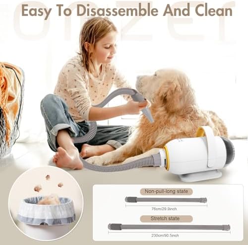 Dog Dryer Pet Blower- High Velocity Professional Pet Blow Dryer for Large Dogs - Smart Adjustable Temperature Pet Hair Grooming Dryer with 4 Nozzles - Image 7