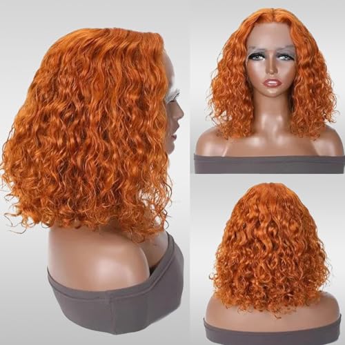 12 Inch Ginger Curly 13x4 Lace Front Wig Human Hair Wet and Wavy 180% Density - Image 3