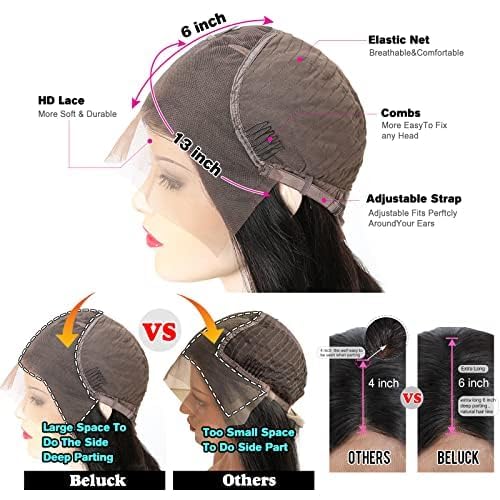 26 Inch 13x6 Hd lace Front Wigs Human Hair, Transparent 13x6 Hd Lace Front Wigs Human Hair, Glueless Body Wave Frontal Wigs Human Hair Pre Plucked With Baby Hair Bleached Knots - Image 5