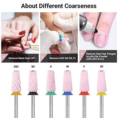 MelodySusie Ceramic Tapered Barrel Nail Drill Bits, 3/32'' Carbide Tungsten Bits, Suitable for Manicure Pedicure Cuticle Gel Polishing, Technicians Bits, Pink, Series Bit-S, Extra Fine - Image 4