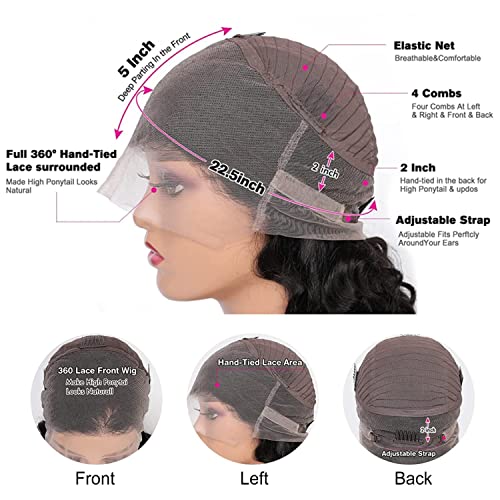 22 Inch Deep Wave Human Hair 360 Lace Front Wig for Black Women with Baby Hair - Image 4