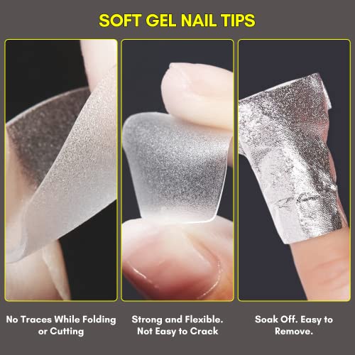 Makartt Coffin Nails Tips Extra Short 360 PCS Pre-buffed Soft Gel Nail Tips Full Cover 15 Sizes in Box Pre-shaped Ballerina Fake Nails Clear Press On Nails Soak Off Gelly Tips Nail Extension Supplies - Image 4