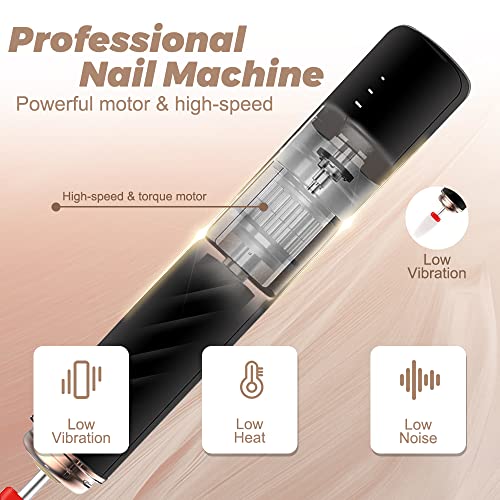 Rechargeable Electric Nail Drill Machine Set Black Ceramic Bit for Beginners - Image 2