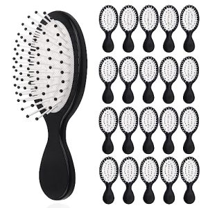 50 pcs Mini Hair Brush Bulk, Travel Detangling Brush Soft Bristles Wet Dry Hair Brush Kids Hair Brush for Most Hair Types with Ease Knots Without Tears or Breakage (Black and White)