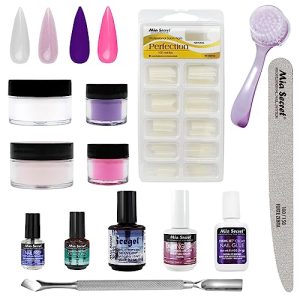 Mia Secret 13 Piece Odorless Dip Powder Nail Kit - White, Pink, Purple, Magenta Includes Primer