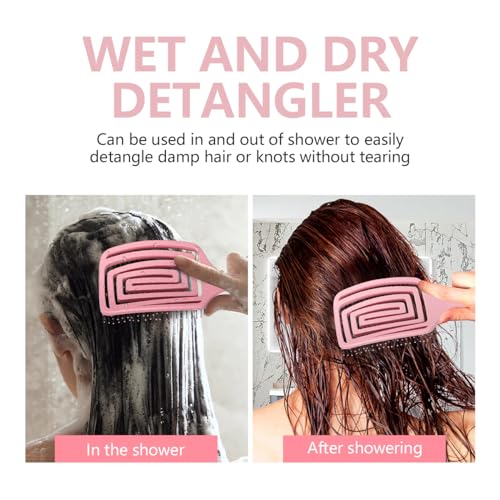 Vented Detangling Paddle Hairbrush for All Hair Types, Wet or Dry Use, Pink - Image 4