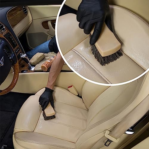 Khaki Long Bristle Horse Hair Car Interior Cleaning Brush for Automotive and Home Use - Image 4