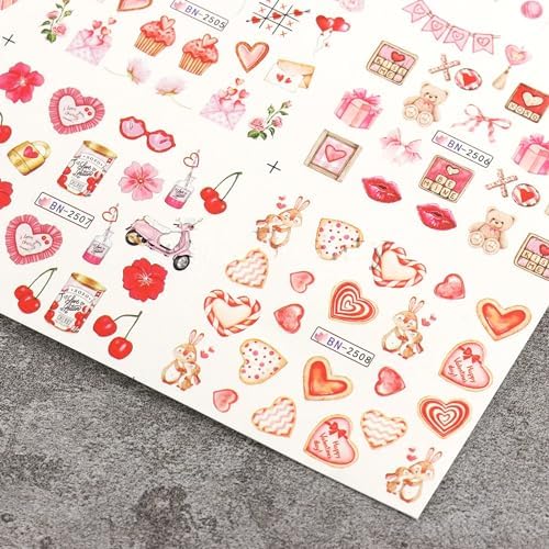 Valentine's Day Heart Nail Stickers for Women and Girls - 30 Piece Set - Image 2