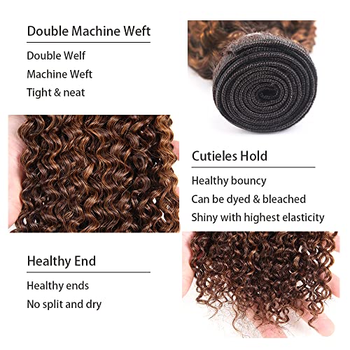 Freiuoke 28 Inch Ombre Kinky Curly Human Hair Bundles Brazilian Virgin 3 Pack - Image 3