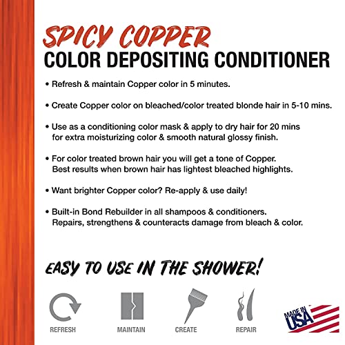 No Fade Fresh Spicy Copper Hair Color Depositing Conditioner with BondHeal Bond Rebuilder - Enhance Color, Prevent Fading & Refresh Copper Color, Deep Conditioning Hair Mask - 6.4 oz - Image 3