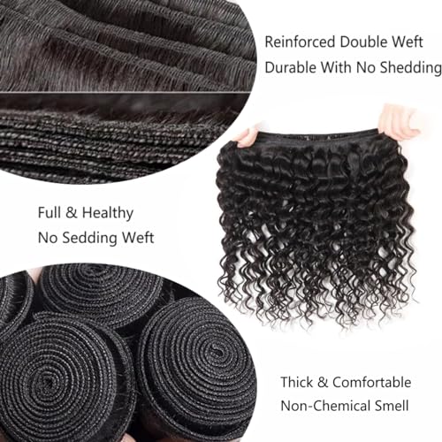 12A Brazilian Deep Wave Human Hair Bundles 300g Natural Color 14" 16" 18" - Image 4