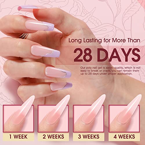 ROSALIND 60ML Pink Poly Nail Gel, Peach Pink Poly Extension Gel for Nails Nature Poly Pink Gel Color Builder Nail Strengthen Gel Poly Nail Art Design, Poly Acrylic Gel Packs for Women Christmas - Image 5
