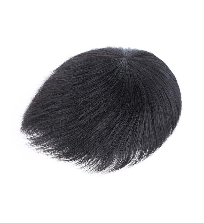 Mens Wigs, Soft Thin Skin Wig Replacement Hair Piece, Natural Black Toupee Replacement System for Covering Receding Hairline,Short,16x18cm - Image 6