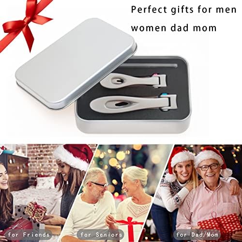 Nail Clippers Set,Toenail Clippers for Thick Nails,Fingernail Clipper for Men Women Silver - Image 3