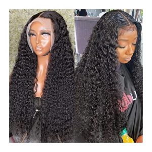 Wigs Long Deep Wave Lace Wig Transparent Lace Frontal Wig Human Hair Wig 180% Brazilian Remy Hair Wave Curly Lace Wig with Baby Hair for Black Women Lace Wigs (Color : 4x4 Lace Wig, Size : 34inc