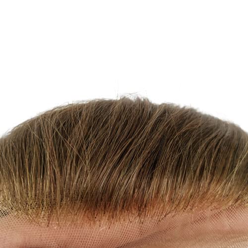 Toupee for Men - Real Human Hair Replacement System - Fine French Lace Hairpiece - Customizable Hair Units - Natural-Looking Hair Pieces - Hair Prosthesis - #4 Light Brown - 8x10 - Image 3