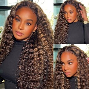 Honey Blonde 22 Inch Water Wave 13x5 Full Lace Human Hair Wig 200% Density