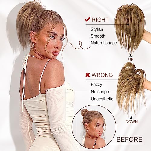 HMD Messy Bun Hair Piece Claw Clip Hair Bun Wavy Curly Chignon Hair Bun Extensions Tousled Updo Hair Buns Claw Clip Ponytail Hairpieces Hair Scrunchie with Clip for Women(12/24) - Image 3