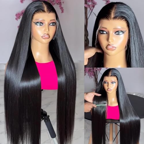 Straight Lace Front Wigs Human Hair Pre Plucked 13x6 Transparent HD Lace Front Wigs Human Hair 180 Density Brazilian Virgin Frontal Wigs Human Hair with Baby Hair Natural Color 30Inch - Image 5