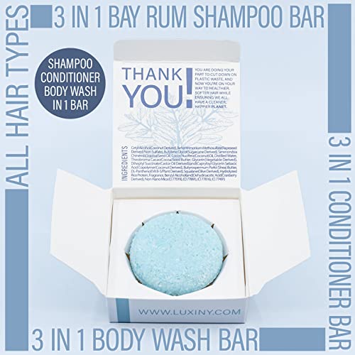 Natural Shampoo Bars for Hair, Made in USA, Up to 60 Washes of Vegan, Sulfate Free Shampoo, Use at Home & a Travel Shampoo – All Hair Types (Bay Rum) - Image 3