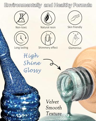 Black Crystal Cat Eye Gel Nail Polish, 9D Holographic Glitter Aurora Cateye Gel Polish, Diamond Shiny Magnetic Stick Nail Polish Kit, Soak Off UV Gel DIY Nail Art Manicure Home Salon Gift for Women-03 - Image 3