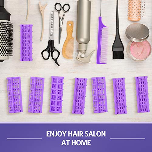 24 Piece Purple Small Plastic Hair Rollers Set with Steel Pintail Comb for Styling - Image 7