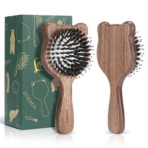 Hair Brush, Boar Bristle & Nylon Hair Brush Mini Travel Hair Brushes for Women Kids, Small Hair Brush for all types Hair (Walnut)