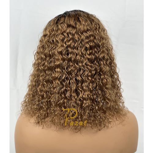 12 Inch Short Deep Wave Curly Ombre Lace Front Human Hair Wig 180% Density - Image 4